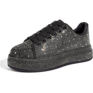 Rhinestone Sneakers for Women Platform Sparkly Glitter Bling Tennis